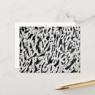 Cartão Postal Arte de Brushstrokes Abstrato preto e branco