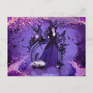 Cartão Postal Arte de bruxa do Halloween por Renee Lavoie
