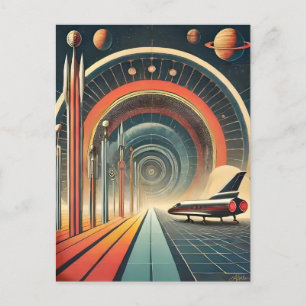 Cartão Postal Arte de Buraco de Minhoca da Era Espacial de Meado