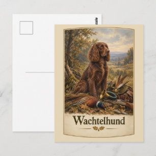 Cartão Postal Arte de Caça com Wachtelhund, Spaniel Alemão