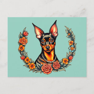 Cartão Postal Arte de Cachorro Pinscher Miniatura