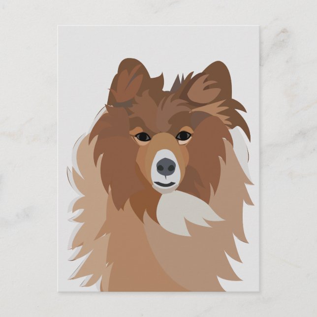 Cartão Postal Arte de Cachorro Sheltie Fofo (Frente)
