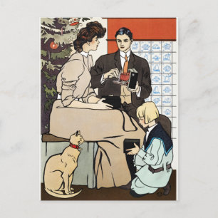 Cartão Postal Arte de Câmera Antiga de Natal Familiar Vitoriana