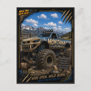 Cartão Postal Arte de Caminhão Monstro Off Road de Montana