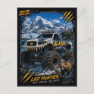 Cartão Postal Arte de Caminhão Monstro Off Road do Alasca