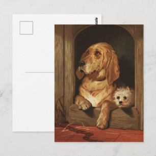 Cartão Postal Arte de Cão Bloodhound Vitoriano Antigo e Westie
