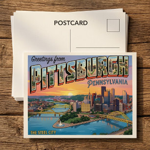 Cartão Postal Arte de cartão-postal da silhueta retrô de Pittsbu