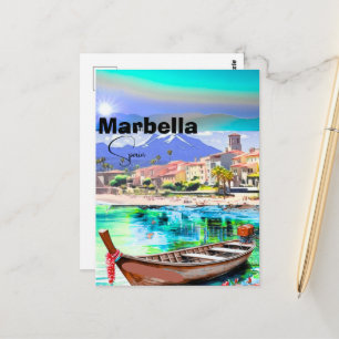 Cartão Postal Arte de cartão-postal de viagem Marbella Espanha, 