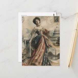 Cartão Postal Arte de cartão-postal patriótico americano retrô f