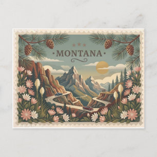 Cartão Postal Arte de Cartaz de Viagens Antigo de Montana