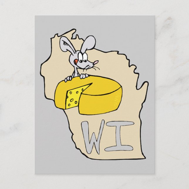 Cartão Postal Arte de Cartografia de Mouse WI em Wisconsin e Que (Frente)