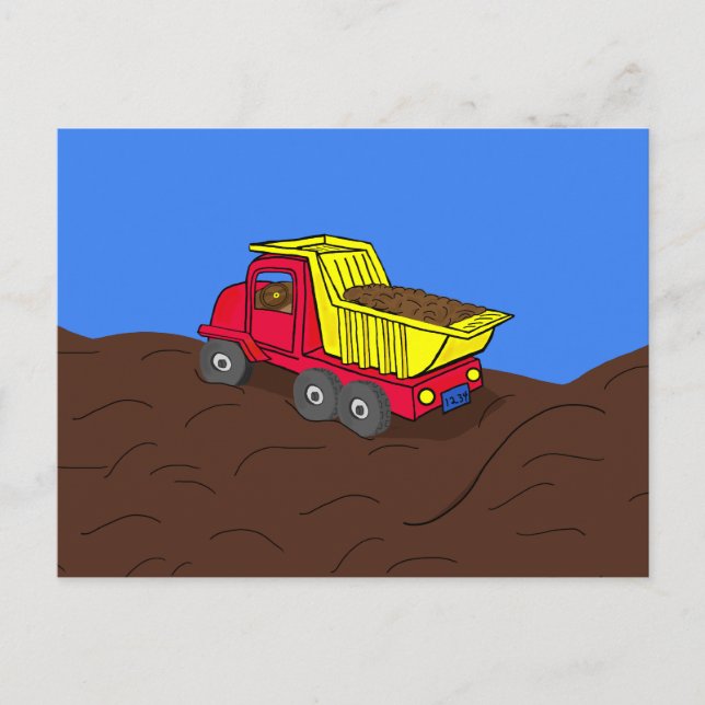 Cartão Postal Arte de Cartografia Vermelha e Amarela de Truck (Frente)