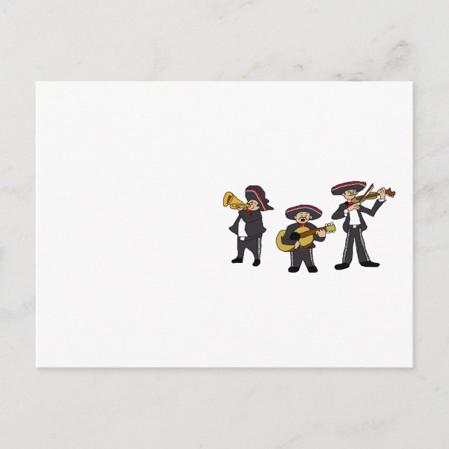 Cartão Postal Arte de Cartoon Musical Mariachi Banda Fiesta (Frente)