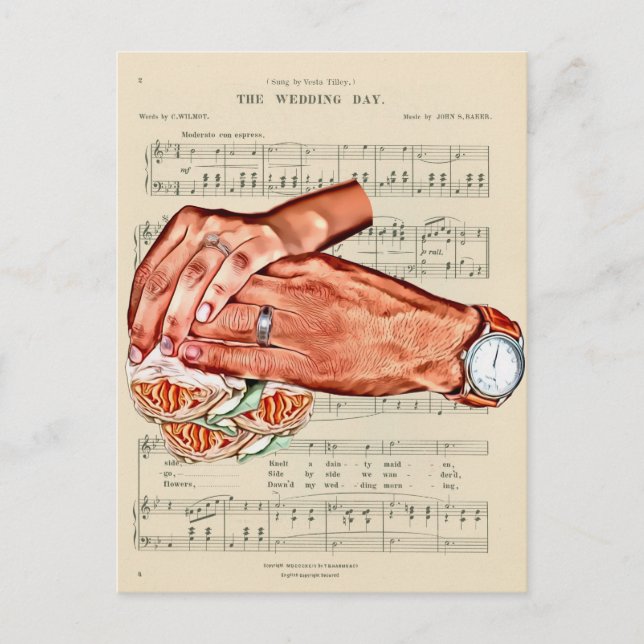 Cartão Postal arte de casais de noivo e noiva homem e mulher (Frente)