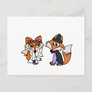 Cartão Postal Arte de casamento engraçada da noiva e do noivo da
