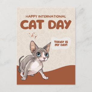 Cartão Postal Arte de Celebração do Dia Internacional do Gato Sp