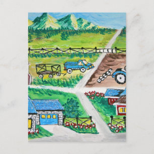 Cartão Postal arte de cena fazenda