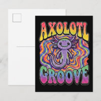 Arte de Chuva de Cores Retro Groovy Hippie Axolote