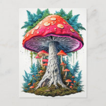 Arte de Cogumelos Psicodélicos de Esboço Selvagem