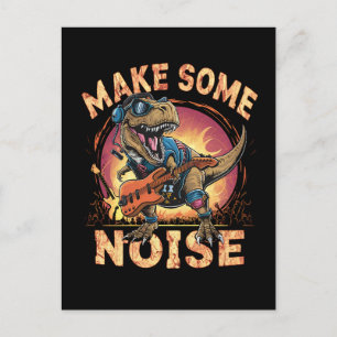 Cartão Postal Arte de Concerto do Dinossauro T-Rex Balançando