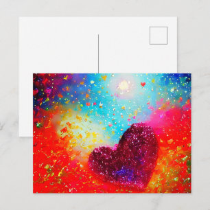 Cartão Postal Arte de coração abstrato