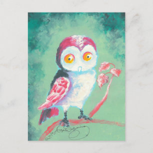 Cartão Postal Arte de Coruja Pintada à Mão