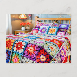 Cartão Postal Arte de Crochê Quadrado da Vovó