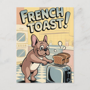Cartão Postal Arte de Desenho Animado de Café da Manhã de Bulldo