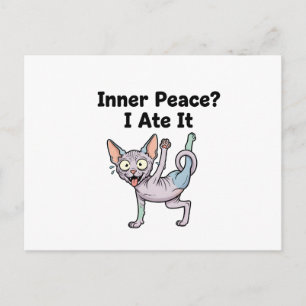 Cartão Postal Arte de desenho animado de gato Sphynx lavanda eng