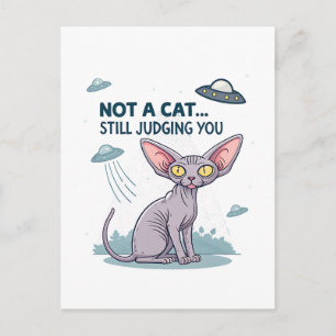 Cartão Postal Arte de desenho animado sarcástico de gato Sphynx 