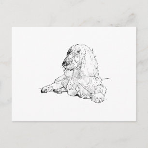 Cartão Postal Arte de desenho de linha de Cocker Spaniel Cachorr