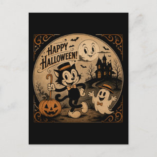 Cartão Postal arte de desenhos de Halloween vintage de 1920