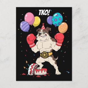 Cartão Postal Arte de Despedida de Aniversário do Boxeador Bulld