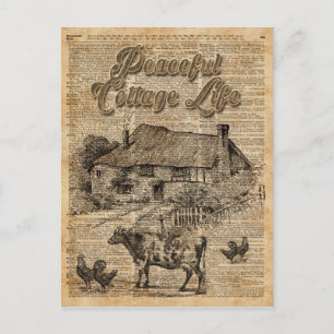 Cartão Postal Arte de Dicionário de Vintage de Cottage Pacífic