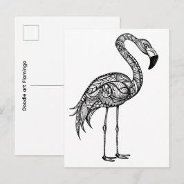 Cartão Postal Arte de doodle Flamingo