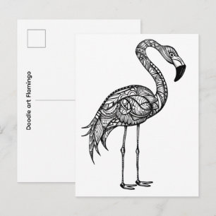 Cartão Postal Arte de doodle Flamingo