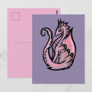 Cartão Postal Arte de Dragão Rosa desenhos de dragões fofos arte
