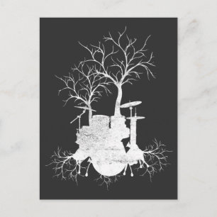 Cartão Postal Arte de Drum Tree Nature Music Lover Drummer