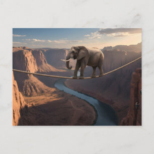 Cartão Postal Arte de elefante andando na corda