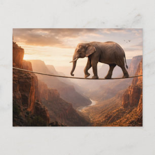 Cartão Postal Arte de elefante andando na corda