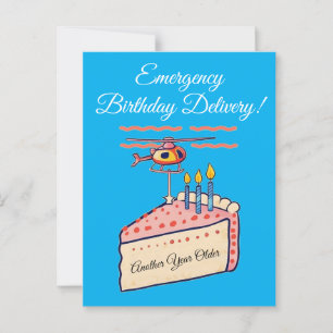 Cartão Postal Arte de Entrega de Bolo de Aniversário de Helicópt