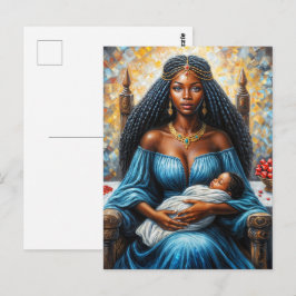 Cartão Postal Arte de Erzulie Mãe Negra com Bebê