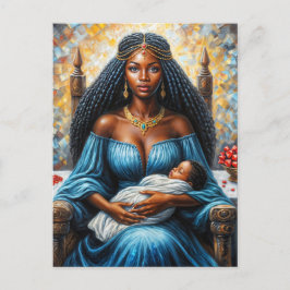 Cartão Postal Arte de Erzulie Mãe Negra com Bebê