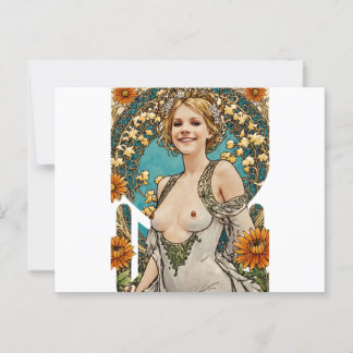 Cartão Postal Arte de Estilo Mucha Louro V2 Curto
