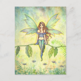 Cartão Postal Arte de Fantasia da Fada do Jardim Verde