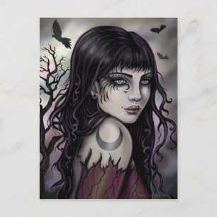 Cartão Postal Arte de fantasia da menina do corvo por Molly Harr