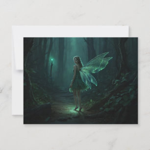Cartão Postal Arte de Fantasia de Fada de Floresta Encantada