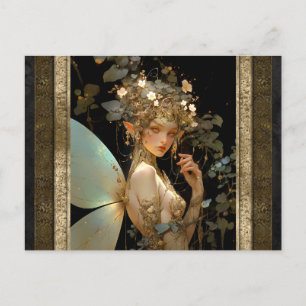Cartão Postal Arte de Fantasia Dourada Fairy Girl