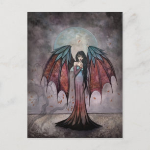 Cartão Postal Arte de Fantasia Gótica de Árvores Sombrias Fada V