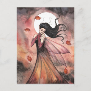 Cartão Postal Arte de Fantasia Gótica Fada dos Sonhos de Outono